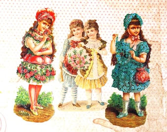 1 Victorian German Reproduction Girl Scrap