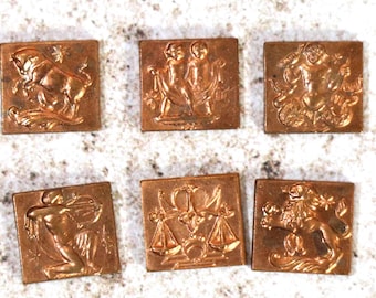 1 Vintage Copper Constellation Cabochon