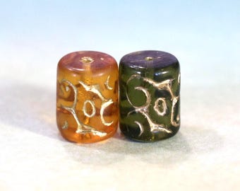 2 Vintage Glass Beads for Fall