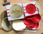 6 or 9 Vintage Dennison Notarial Seals in Gold and Red