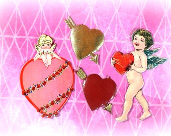 2 or 3 Pieces of Victorian Valentine's Scraps