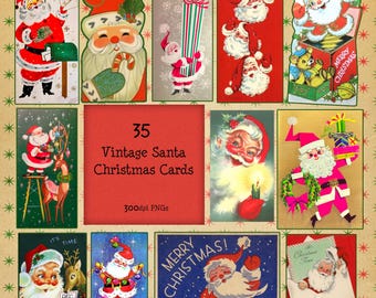 35 Vintage Santa Christmas Cards