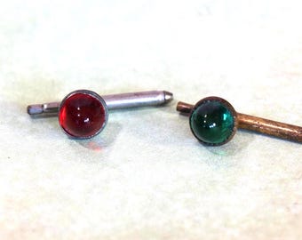 Vintage Red and Green Glass Cufflinks