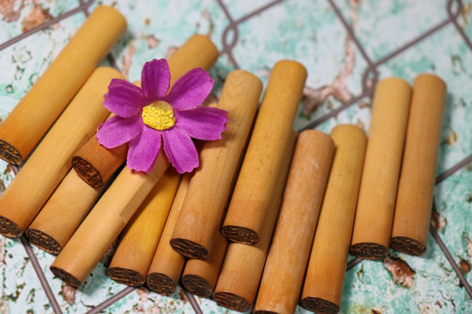 1 Vintage Japanese Carved Wood Name Stamp Etsy