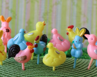 1 Vintage Easter Cupcake Pick - Choose from Chick, Bunny, Rooster