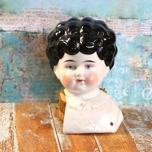 Antique German Large 5 Inch Brunette Doll Head