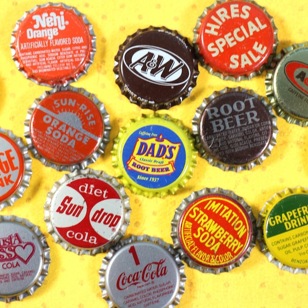 Set of Vintage Soft Drink Bottle Caps Assortment
