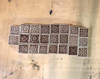 10 Small Decorated Glass Tile Pieces