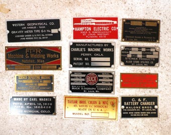 1 Vintage Industrial Metal Tag