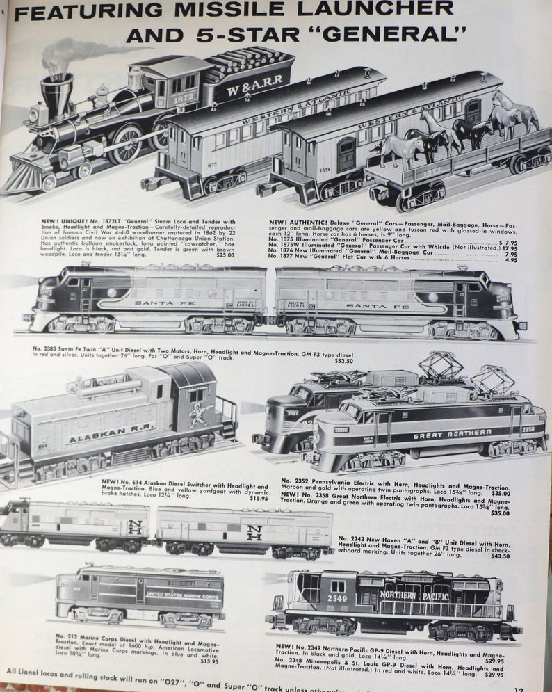 Vintage 1959 Lionel Train Catalog Etsy