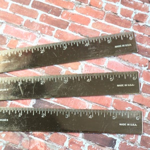 1 Vintage zes inch massief messing liniaal hanger