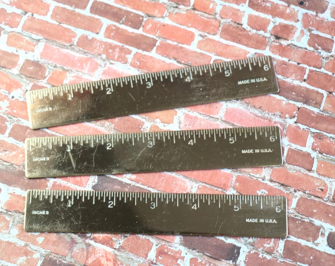 Sic Inch Ruler 1 Vintage Six Inch Solid Brass Ruler Pendant - Etsy
