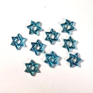 5 Vintage Davidstern Leuchtend Blaue Glas Cabochons