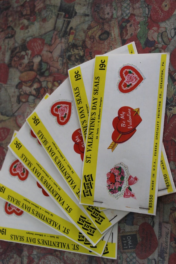 1 Vintage Valentine's Sticker Book Etsy