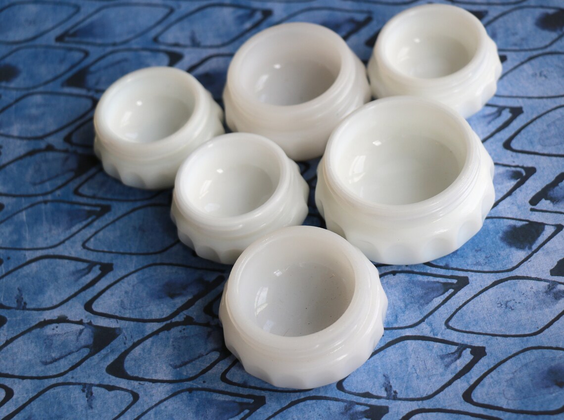 1 Vintage Milk Glass Cosmetic Cream Jar Three Size Choices Etsy