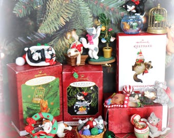 1 Vintage Hallmark 'Mischievous Kittens' Ornament with Box