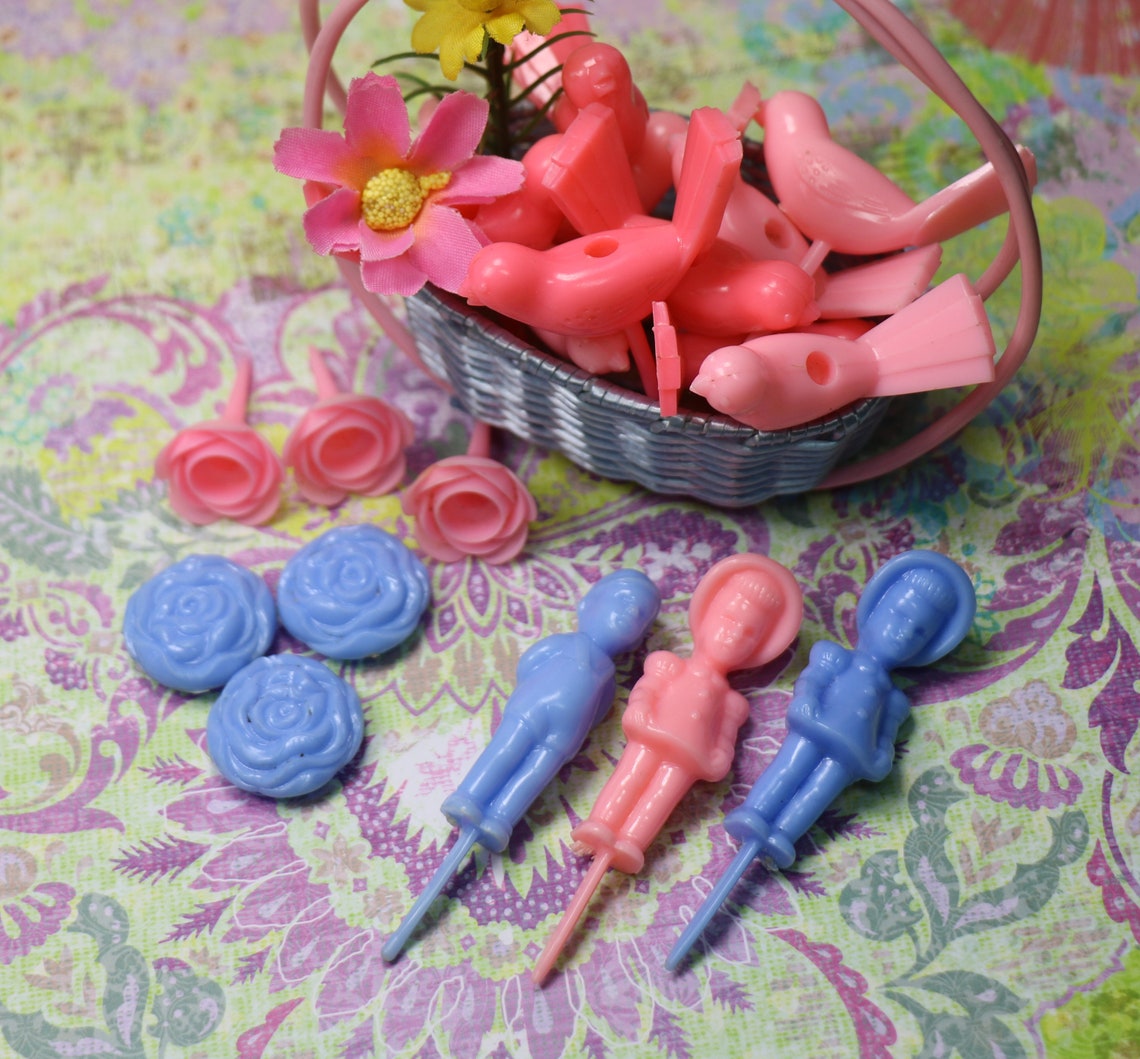 1 Vintage Adorable Candle Holder Cake Topper Many Choices Etsy