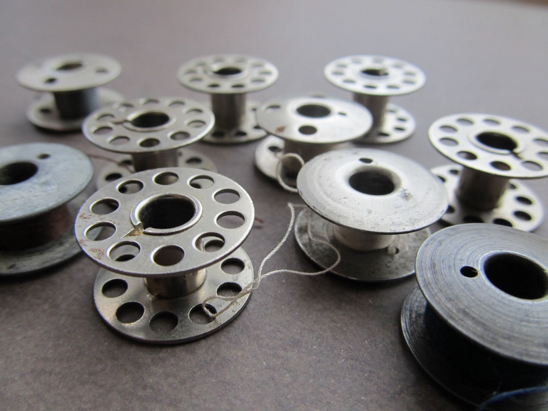 2 Vintage Metal Bobbins Etsy