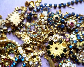 Vintage 1/4 Ounce (7 grams)  Brass and Rhinestone Pieces