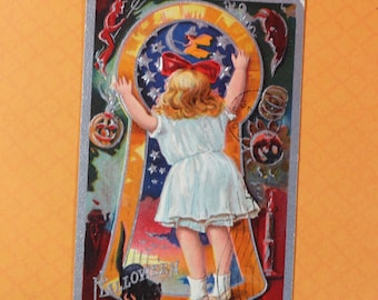 1 Antique Embossed Halloween Postcard