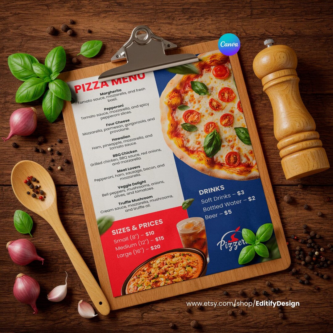 Editable Pizza Menu.pdf Editable Pizza Menu Template | A4 Restaurant Menu | Editable Template ...