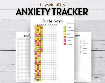 Registro mensual de ansiedad / Página de diario / Registro de salud mental (PDF en formato A4/A5 para descargar) / PDF editable en Canva / Descarga instantánea