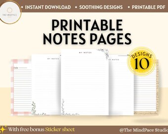 Páginas imprimibles con renglones / 10 diseños / Tamaño A4 Carta estadounidense / Rayado universitario y ancho / PDF editable en Canva / Descarga instantánea del PDF