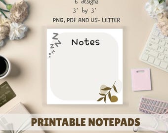 Páginas de notas minimalistas imprimibles / 6 diseños / Tamaño A4 (Carta estadounidense) / Insertos para agendas y planificadores / Descarga instantánea en PDF y PNG