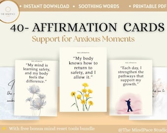 Tarjetas de afirmación y motivación imprimibles (30 tarjetas) / autoestima / decoración de habitaciones / salud mental. PDF imprimible / editable en Canva / descarga instantánea.