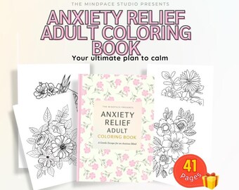 Adult Coloring Book for Stress Relief| 41 Floral Botanical Pages, flowers,bouquets | printable PDF | Canva Editable PDF | Instant download