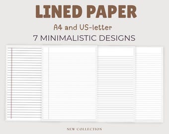 Papel rayado color pastel para estudiantes universitarios / 4 diseños rayados / A4, Carta estadounidense / Insertos para agendas y planificadores / Descarga instantánea en PDF