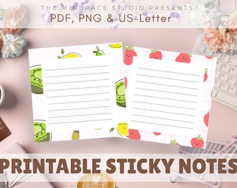 Páginas de notas florales imprimibles / 24 diseños rayados y en blanco / Tamaño carta estadounidense / Insertos para agendas y planificadores / Descarga instantánea en PDF y PNG