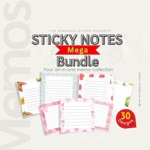Megabundel afdrukbare plaknotities met bloemen 30 ontwerpen | Pastelroze en aquarel inlegvellen | Gevoerd en blanco | Direct downloaden