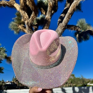 PINK SUPERSTAR Rhinestone cowboy hat various colors blue purple pink black