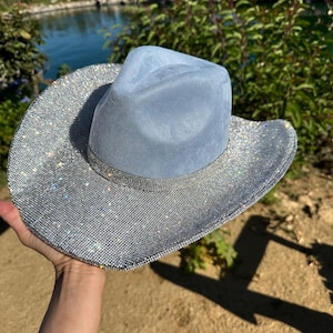 BLUE SUPERSTAR Rhinestone cowboy hat various colors blue purple pink black