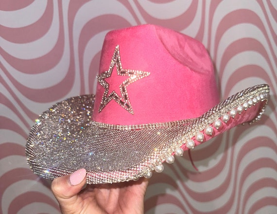Custom Barbie Pink Rhinestone Western Cowgirl Cowboy Hat Halloween Costume