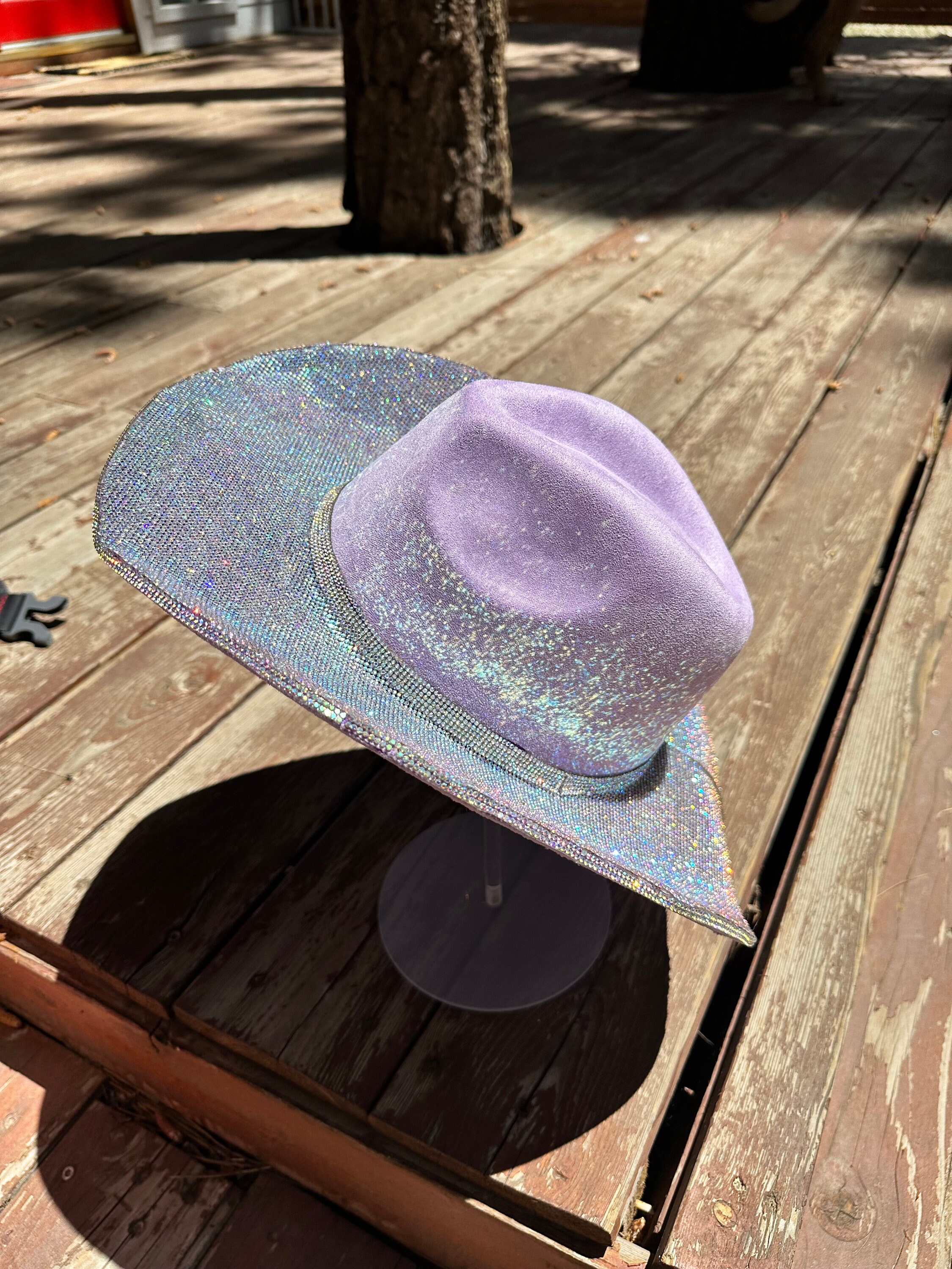 Lila color hat studded LILAC-PURPLE-STRAW-HAT – Alcala main image 2