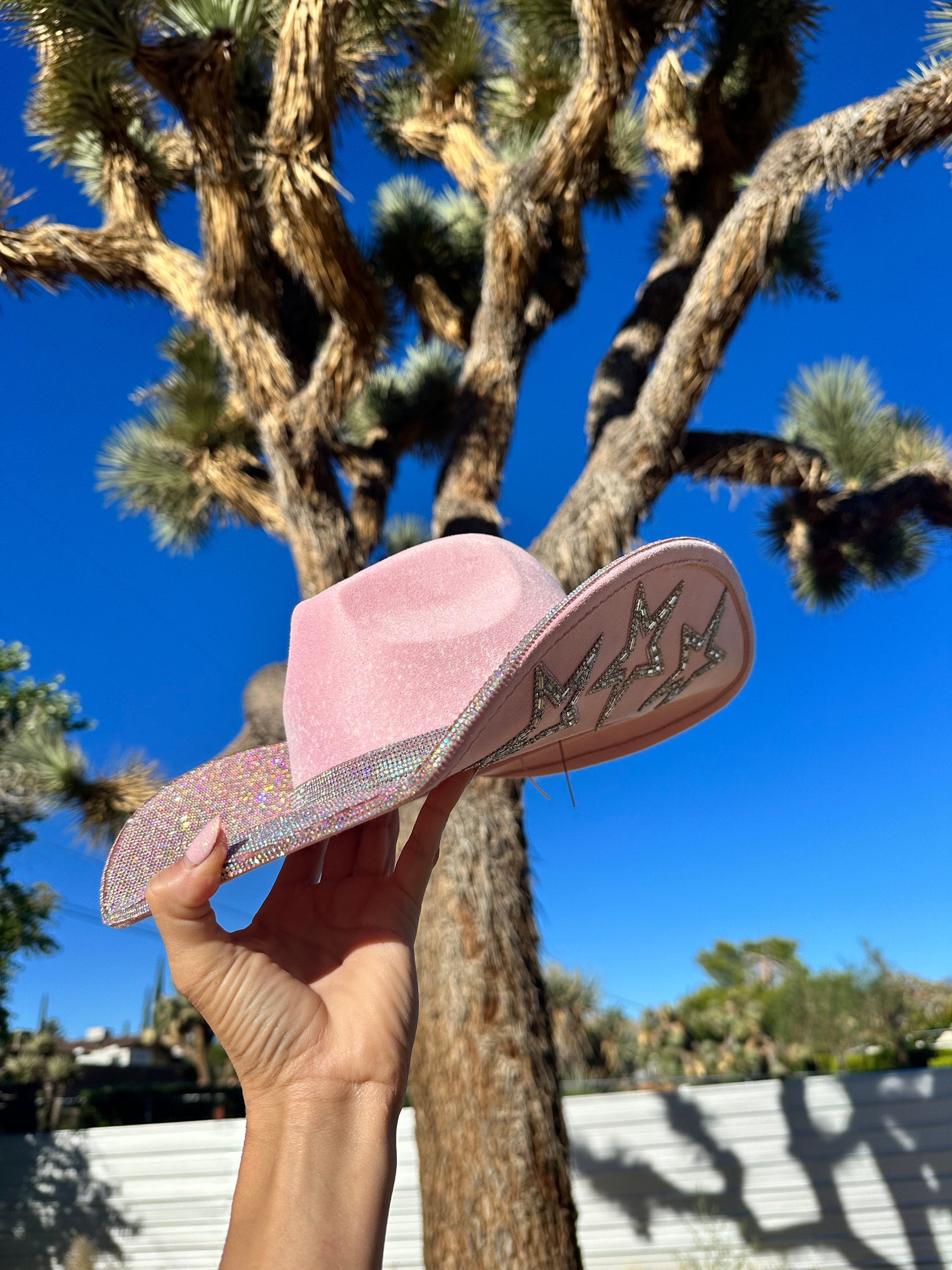 PINK SUPERSTAR Rhinestone Cowboy Hat Various Colors Blue  display picture 1