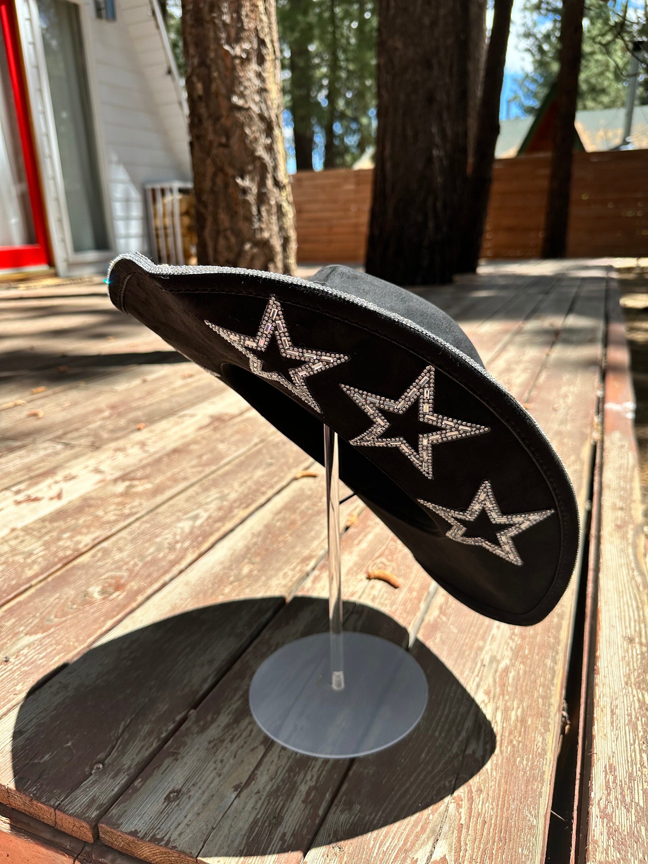 Small flaw Superstar rhinestone cowboy hat black BLACK RHINESTONE COWBOY HAT COWGIRL REPUTATION ERA TAYLOR  main image 2