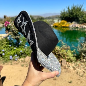 Superstar Rhinestone cowboy hat various colors blue purple pink black