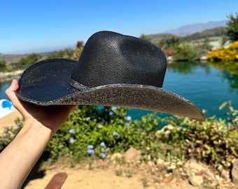 Rhinestone cowboy hat black with black Hematite