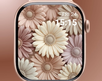 3D Flower Apple Watch Wallpaper, 3D Floral Apple Watch Face, Cute Daisy Apple Watch Face, Aesthetic Soft Floral Digital Face for Apple Watch
