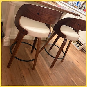 Modern Swivel Bar Stools Set of 2, 26” Counter Height Barstools with Back, Black PU Leather Kitchen Island Stools, Contemporary Bar Chairs