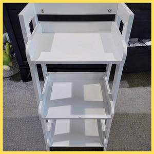 Handmade Ladder Shelf White | Freestanding Bathroom Space-saver | Open Wood Shelving Unit | Modern Farmhouse Storage Organiser