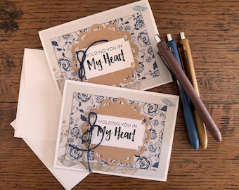 Blue Roses Sympathy Card - Handcrafted Blank Note