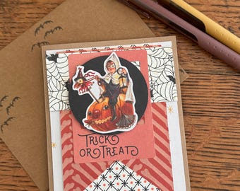 Hand Assembled Vintage Halloween Card – Ghost Design