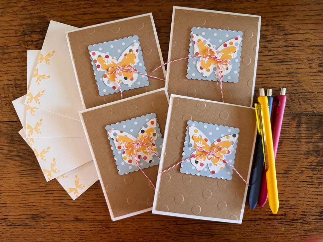 Handmade Spring Butterfly Card Set: Blank Note Cards - Etsy