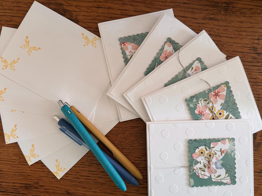 Handmade Floral Butterfly Card Set, Embossed Blank Cards - Etsy
