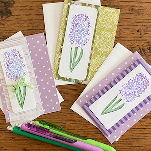 Purple Hyacinth Card Set - Set of 3 Cards - Blank Cards - Assorted Card Set - Greeting Cards - Floral Cards