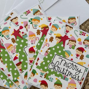 Merry Christmas Tree Cards set of 5 -  Handmade Christmas Cards - Christmas Cards - Blank Cards - Winter Holiday Cards